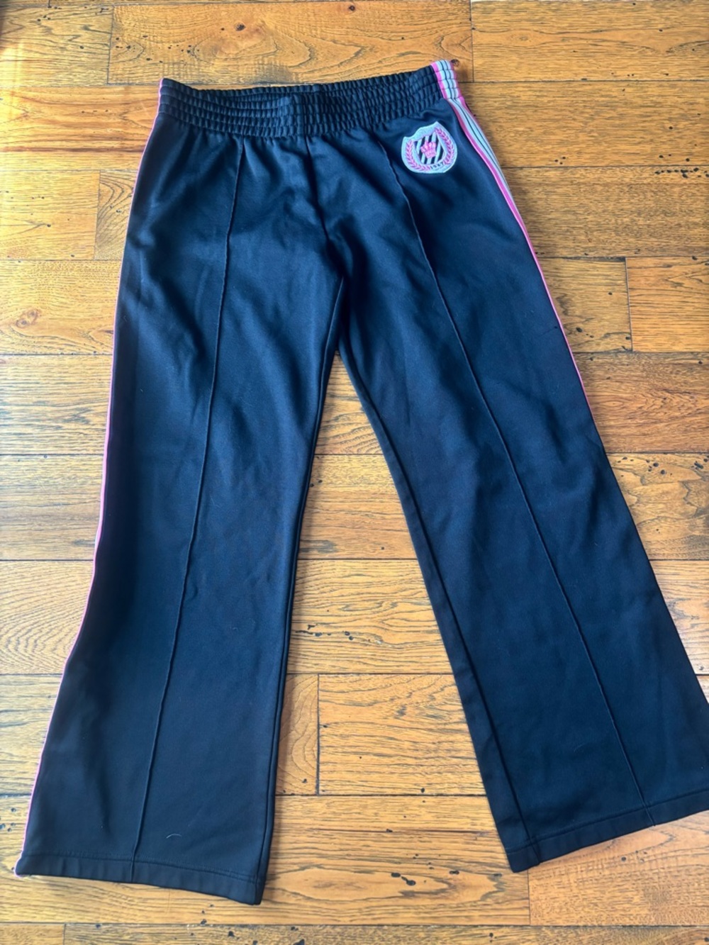 Y2K Zoey Beth Girls Black Track Pants Size XL w/ Pink Trim Fits Women’s Medium